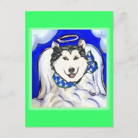 Carte Postale Ange Malamute d'Alaska (Devant)