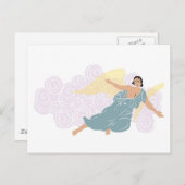 Carte Postale Ange mâle devant des nuages violets (Devant / Derrière)