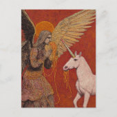 Carte Postale Ange mangeant des spaghetti avec une licorne (Devant)