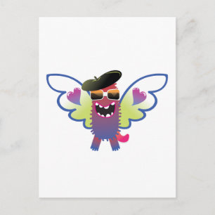 Carte Postale ange monstre hippie psychédélique
