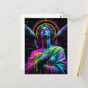 Carte Postale Ange Néon en Larmes