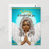 Carte Postale Ange priant afro-américain (Devant / Derrière)