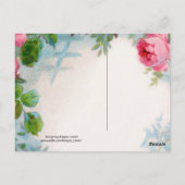 CARTE POSTALE ANGE ROMANTIQUE RASSEMBLANT ROSES ET FLEURS ROSES  (Dos)
