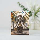 Carte Postale Ange Steampunk Poupée en Techniques Mixtes (Debout devant)