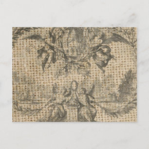 Carte Postale ange victorien religieux toile de jute vintage