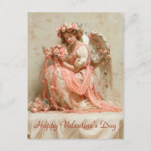 Carte Postale Ange Vintage des Roses Saint-Valentin