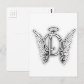 Carte Postale Angel Alphabet D Initiale Dernière Ailes Halo (Devant / Derrière)