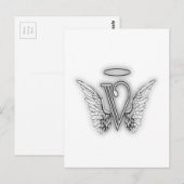 Carte Postale Angel Alphabet V Lettre initiale Ailes Halo (Devant / Derrière)