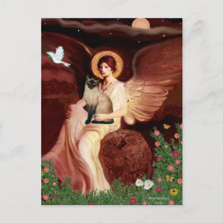 Carte Postale Angel assis - Point de phoque Chat siamois