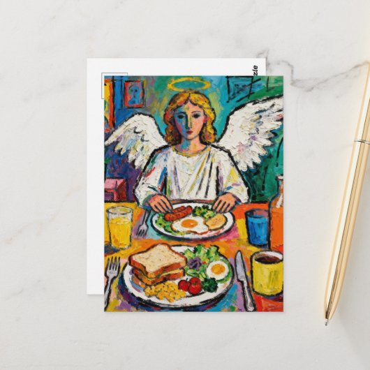 Carte Postale Angel at Breakfast (Devant/Arrière en situation)