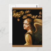 Carte Postale Angel avec Feuilles d'or (Devant / Derrière)