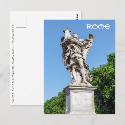 Carte Postale Angel avec la Colonne - Pont Sant'Angelo, Rome (Devant / Derrière)
