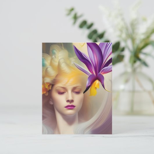 Carte Postale Angel avec orchidée (Debout devant)