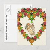 Carte Postale Angel Avec Palme Et Fleurs (Devant / Derrière)