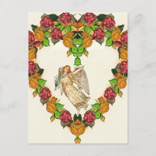 Carte Postale Angel Avec Palme Et Fleurs