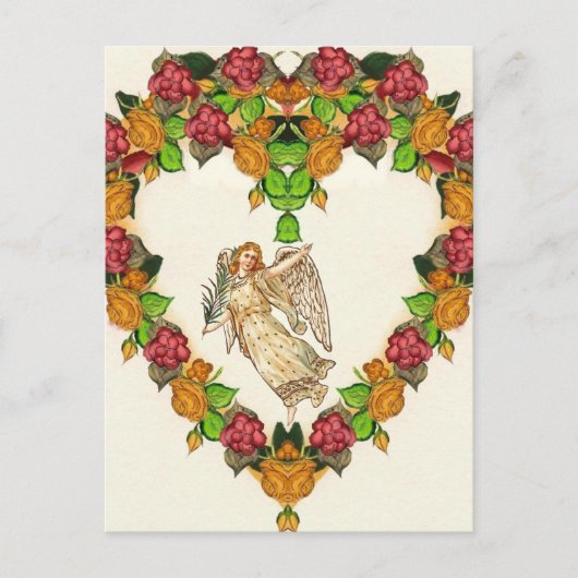 Carte Postale Angel Avec Palme Et Fleurs (Devant)
