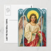 Carte Postale Angel Avec Triptyque De Ruban Rose (Devant / Derrière)