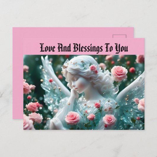 Carte postale Angel Avec Vacances Roses (Devant / Derrière)