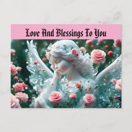 Carte postale Angel Avec Vacances Roses (Devant)