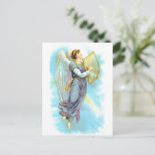 Carte Postale Angel Bleu Et Harpe (Debout devant)