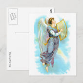 Carte Postale Angel Bleu Et Harpe (Devant / Derrière)