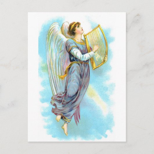 Carte Postale Angel Bleu Et Harpe (Devant)