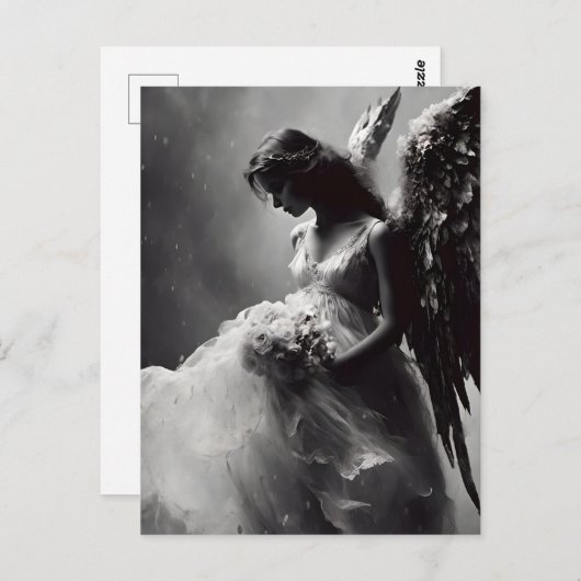 Carte Postale Angel Bride noir et blanc (Devant / Derrière)