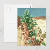 Carte Postale Angel bringing Christmas poiss and presents (Devant / Derrière)