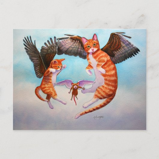 Carte Postale Angel Chat et jeu de souris (Devant)