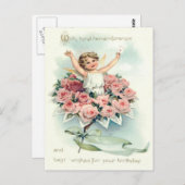 Carte Postale Angel Cherub Bouquet de Roses (Devant / Derrière)