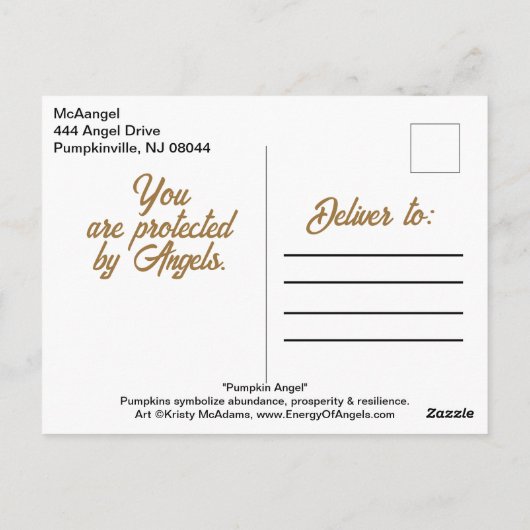 Carte Postale Angel Citrouille Thanksgiving Automne Beau art (Dos)