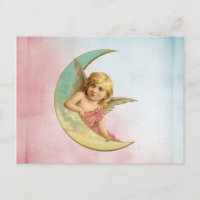 Angel dans une image vintage lune croissant