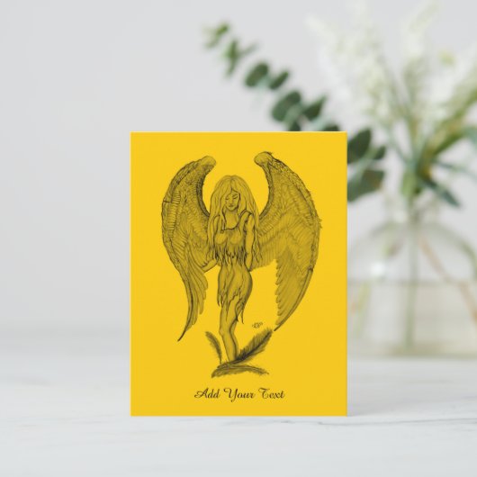 Carte Postale Angel - design noir et jaune (Debout devant)