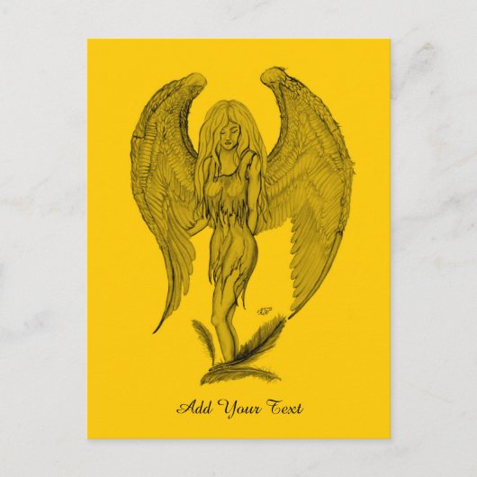 Carte Postale Angel - design noir et jaune (Devant)