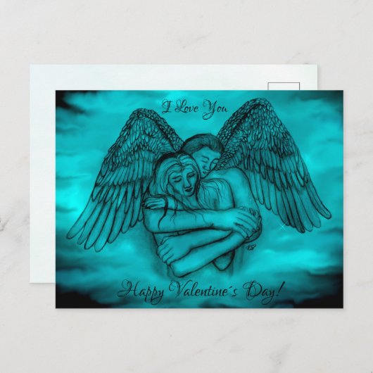 Carte Postale Angel Eros dans Love, I Love You, Saint Valentin (Devant / Derrière)