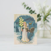 Carte Postale Angel et Deers Joyeux Noël Vintage (Debout devant)