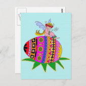 Carte Postale Angel et une Pysanka, art populaire ukrainien (Devant / Derrière)