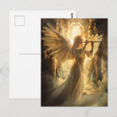 Carte Postale Angel féminin paradisiaque avec Flûte (Devant / Derrière)