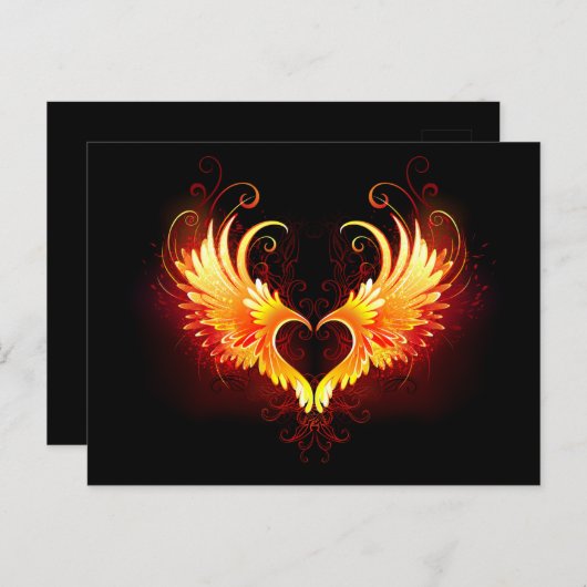 Carte Postale Angel Fire Heart with Wings (Devant / Derrière)