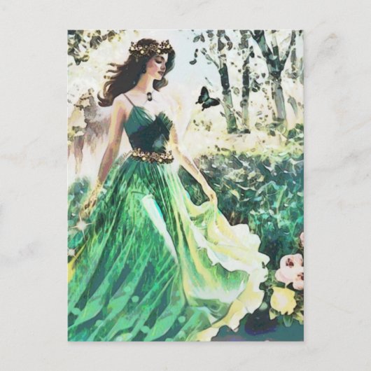 Carte Postale Angel Green Healing Nature Aquarelle Note d'art (Devant)