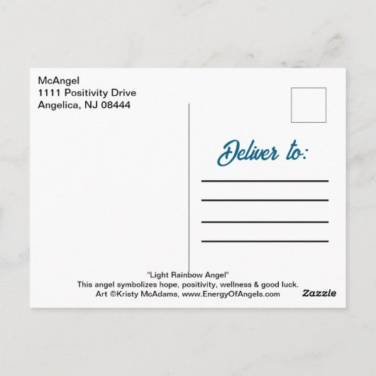 Carte Postale Angel of Hope Rainbow Inspiration Citation Art (Dos)