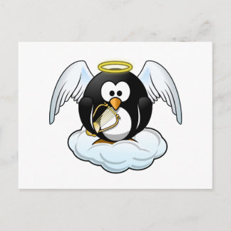 Carte Postale Angel Penguin sur un nuage
