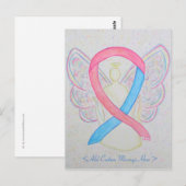 Carte postale Angel rose et bleu de sensibilisatio (Devant / Derrière)