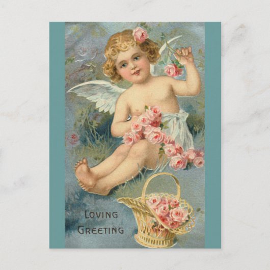 Carte Postale Angel Salutations Cute Floral Vintage (Devant)