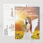 Carte Postale Angel Tournesol Stand Haut Citation Beau Art (Devant / Derrière)