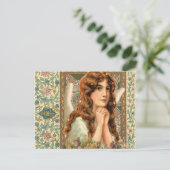 Carte Postale Angel vintage avec Fleurs (Debout devant)