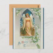 Carte Postale Angel vintage Avec Fleurs Blanches Pâques (Devant / Derrière)