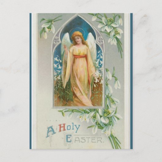 Carte Postale Angel vintage Avec Fleurs Blanches Pâques (Devant)