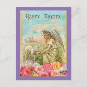 Carte Postale Angel vintage Et Agneau