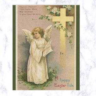 Carte postale Angel vintage et Voeux de Pâques